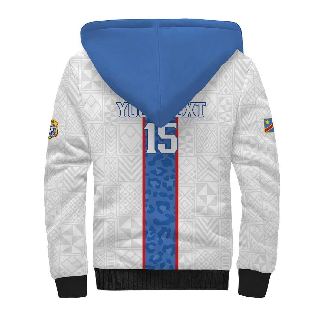 Afro DR Congo Football Custom Sherpa Hoodie Leopards Never Give Up - African Pride