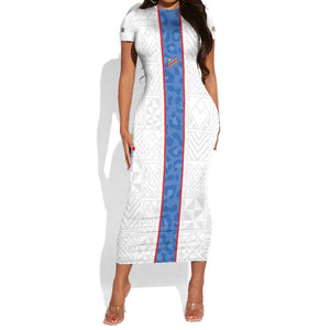 Afro DR Congo Football Custom Short Sleeve Bodycon Dress Leopards Never Give Up - African Pride