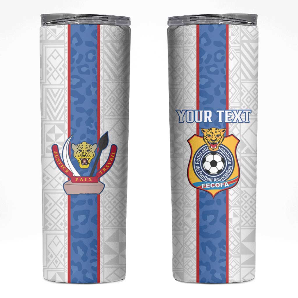 Afro DR Congo Football Custom Skinny Tumbler Leopards Never Give Up - African Pride