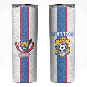 Afro DR Congo Football Custom Skinny Tumbler Leopards Never Give Up - African Pride