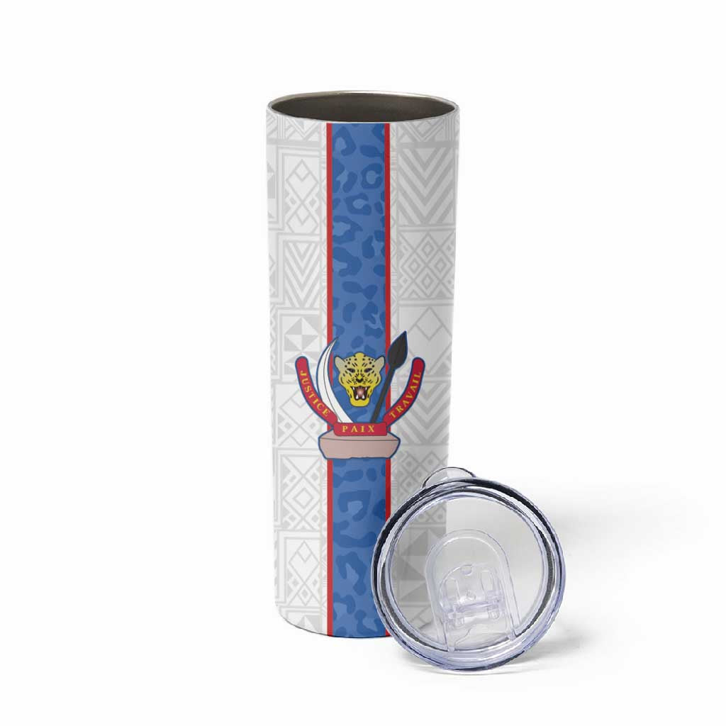 Afro DR Congo Football Custom Skinny Tumbler Leopards Never Give Up - African Pride