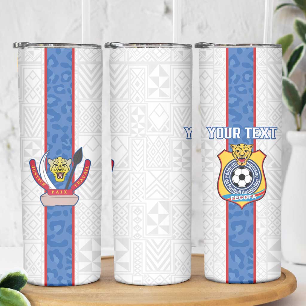 Afro DR Congo Football Custom Skinny Tumbler Leopards Never Give Up - African Pride