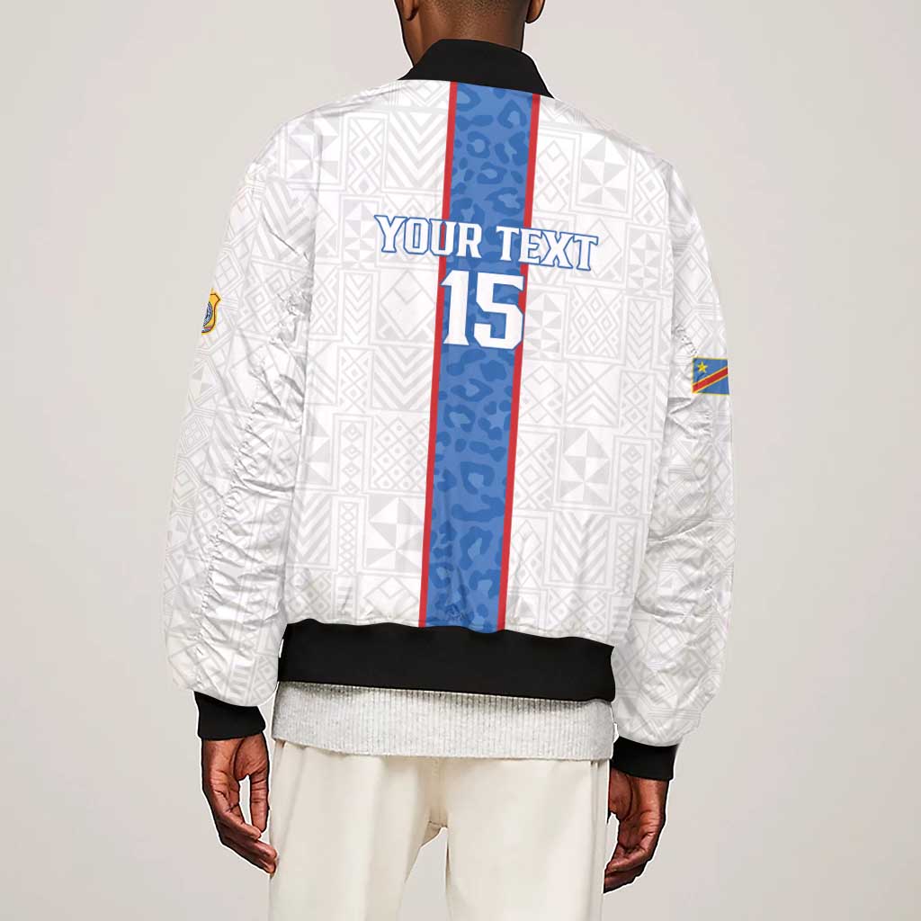 Afro DR Congo Football Custom Sleeve Zip Bomber Jacket Leopards Never Give Up - African Pride