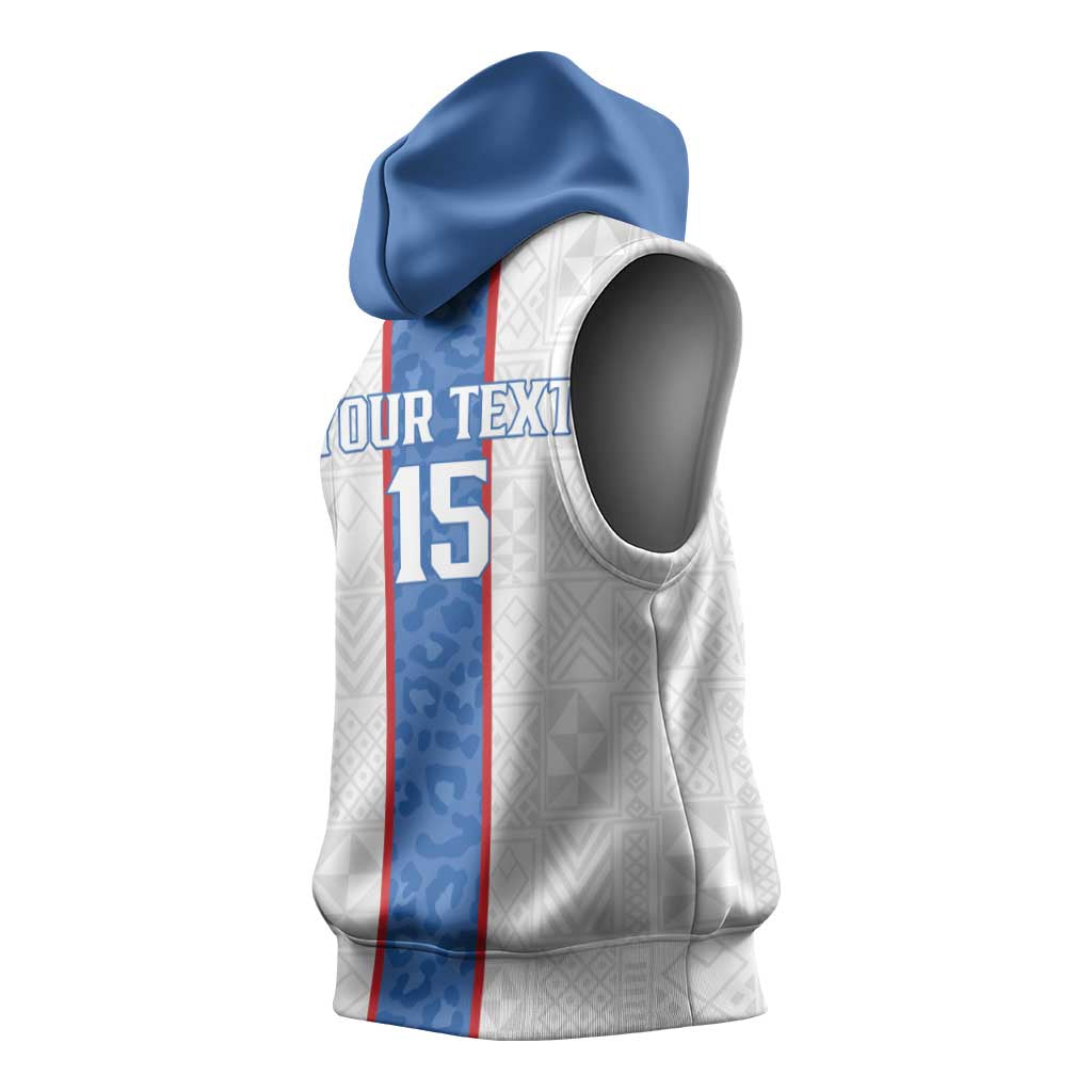 Afro DR Congo Football Custom Sleeveless Hoodie Leopards Never Give Up - African Pride