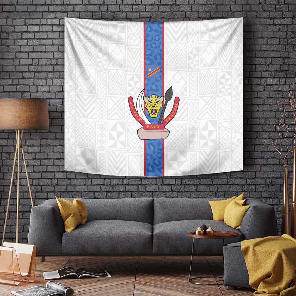 Afro DR Congo Football Tapestry Leopards Never Give Up - African Pride