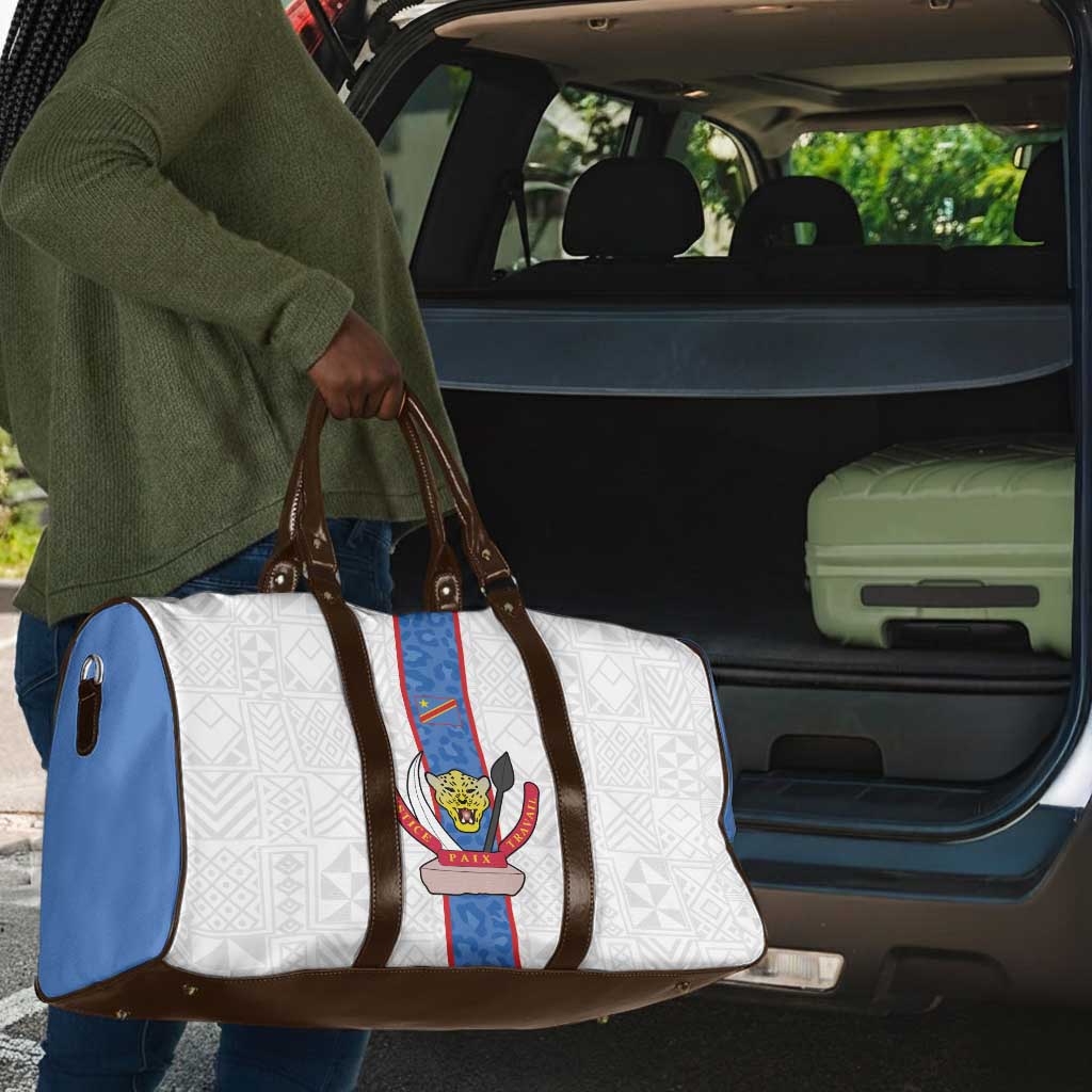 DR Congo Football Travel Bag Leopards Mix Kuba Raffia Pattern