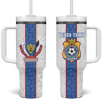Afro DR Congo Football Custom Tumbler With Handle Leopards Never Give Up - African Pride