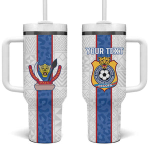 Afro DR Congo Football Custom Tumbler With Handle Leopards Never Give Up - African Pride
