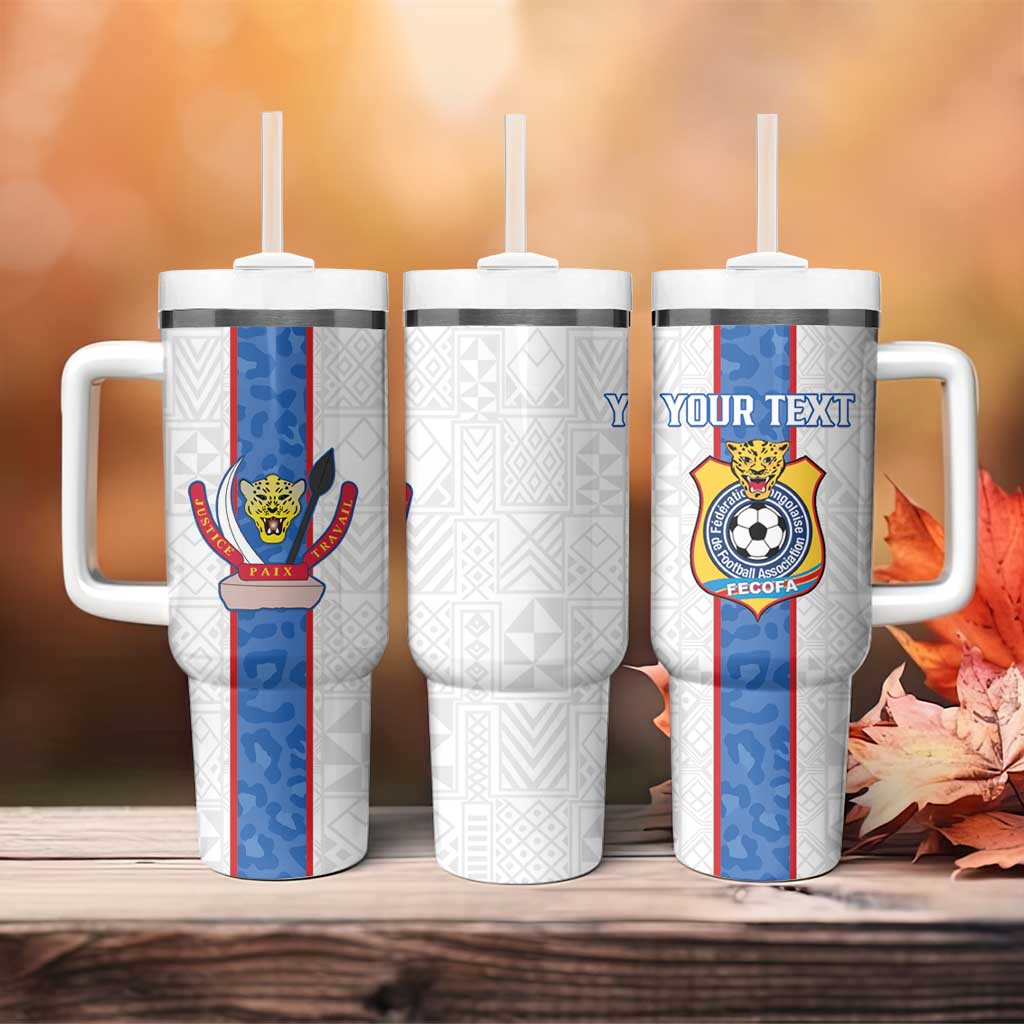 Afro DR Congo Football Custom Tumbler With Handle Leopards Never Give Up - African Pride