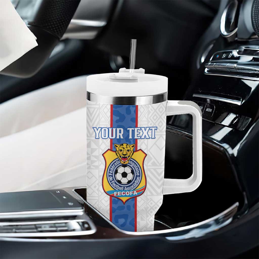 Afro DR Congo Football Custom Tumbler With Handle Leopards Never Give Up - African Pride