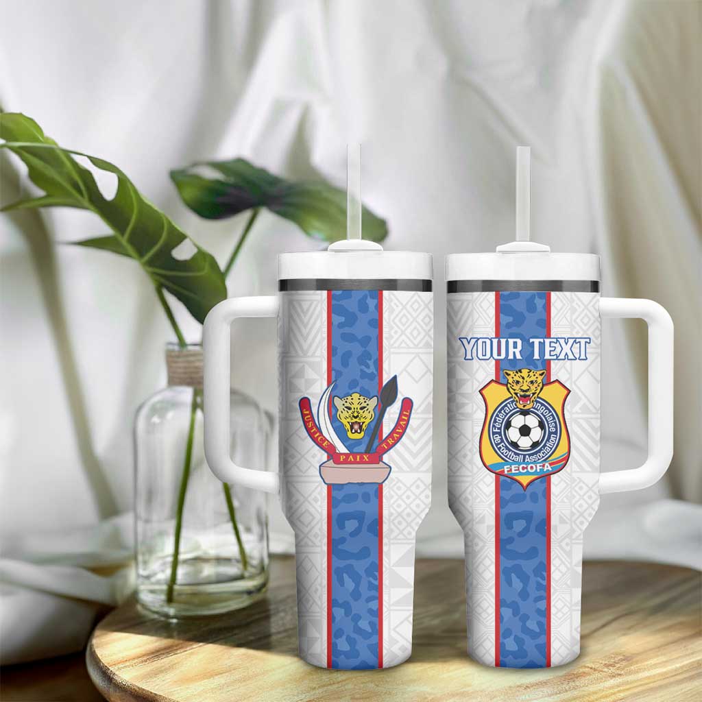 Afro DR Congo Football Custom Tumbler With Handle Leopards Never Give Up - African Pride