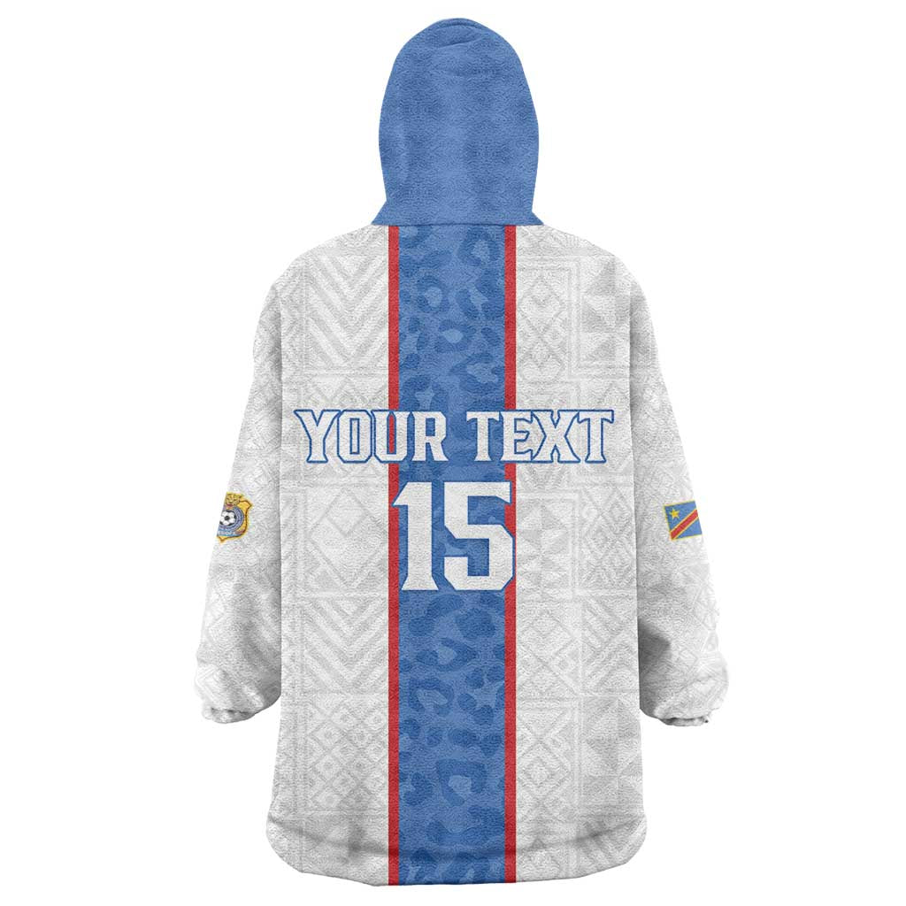 Afro DR Congo Football Custom Wearable Blanket Hoodie Leopards Never Give Up - African Pride