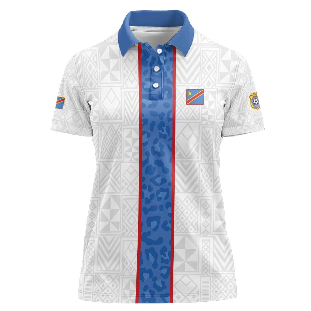 Afro DR Congo Football Custom Women Polo Shirt Leopards Never Give Up - African Pride