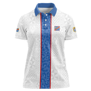 Afro DR Congo Football Custom Women Polo Shirt Leopards Never Give Up - African Pride