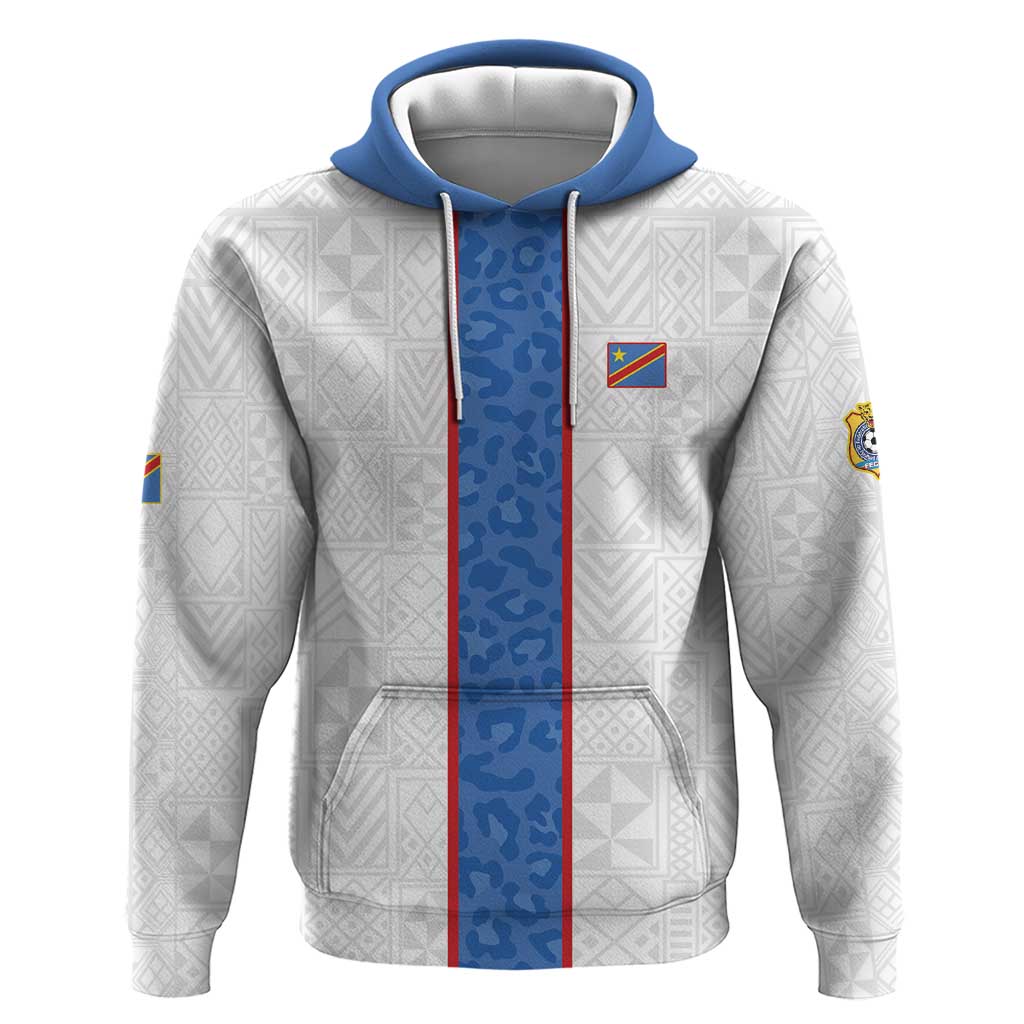 Afro DR Congo Football Custom Zip Hoodie Leopards Never Give Up - African Pride