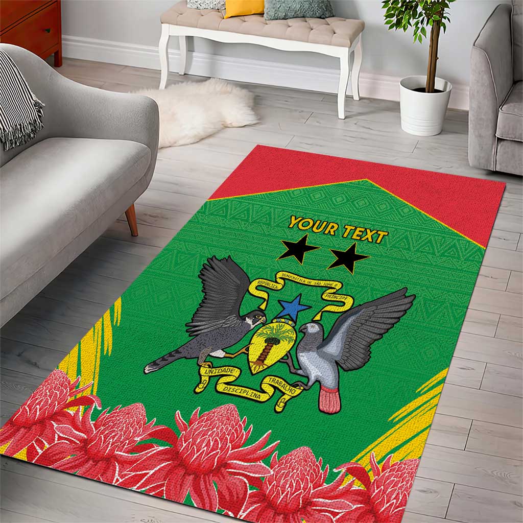 Personalized Afro Sao Tome and Principe Area Rug Coat Of Arms - African Pattern