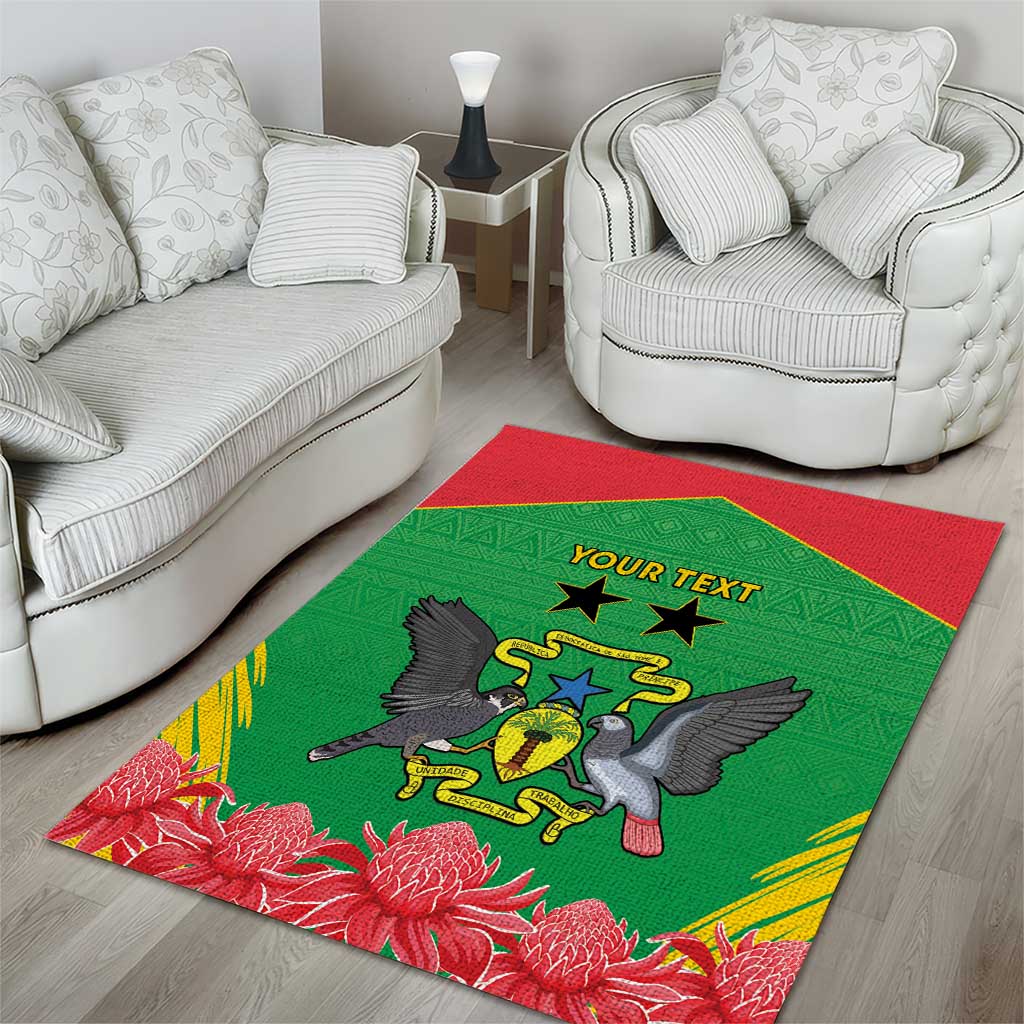 Personalized Afro Sao Tome and Principe Area Rug Coat Of Arms - African Pattern