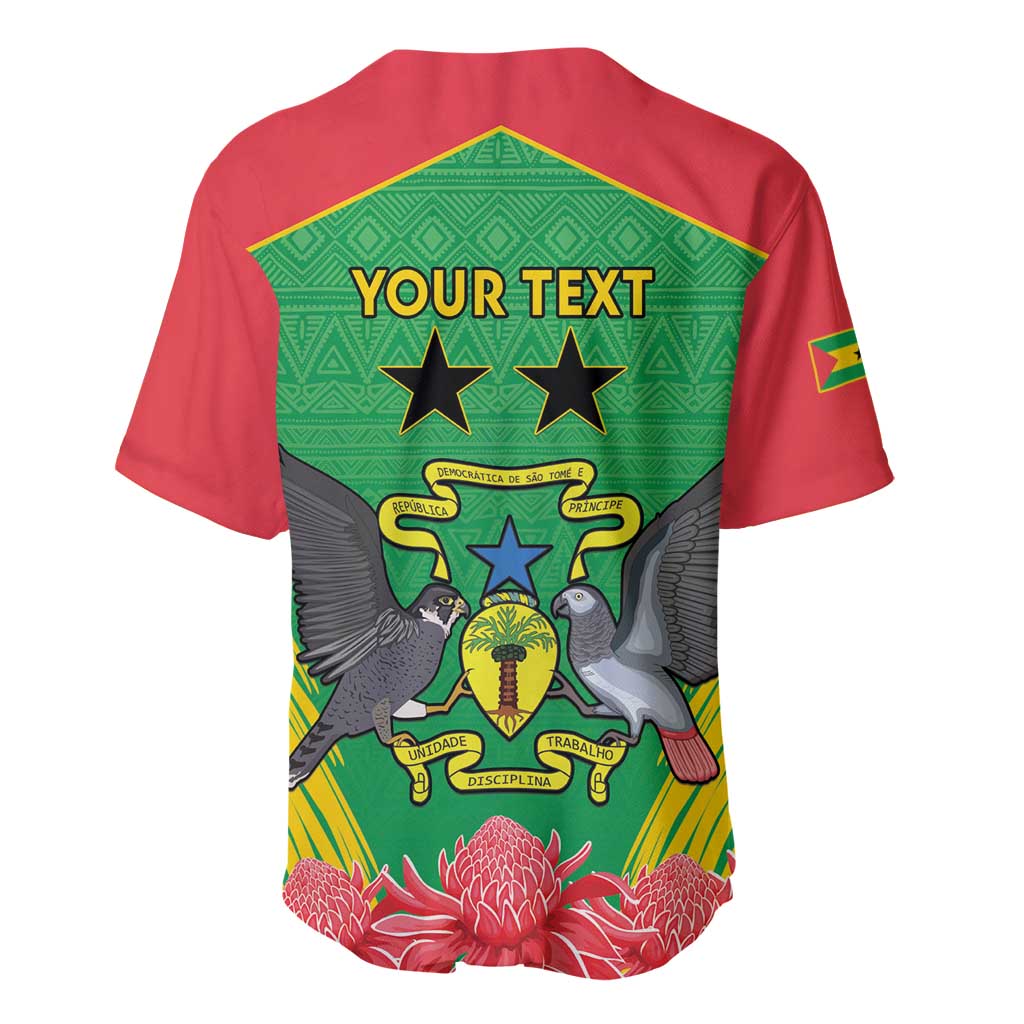 Personalized Afro Sao Tome and Principe Baseball Jersey Coat Of Arms - African Pattern