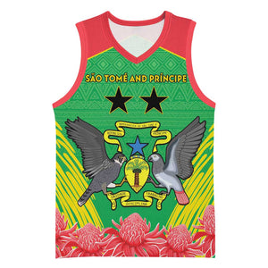 Personalized Afro Sao Tome and Principe Basketball Jersey Coat Of Arms - African Pattern - African Pride