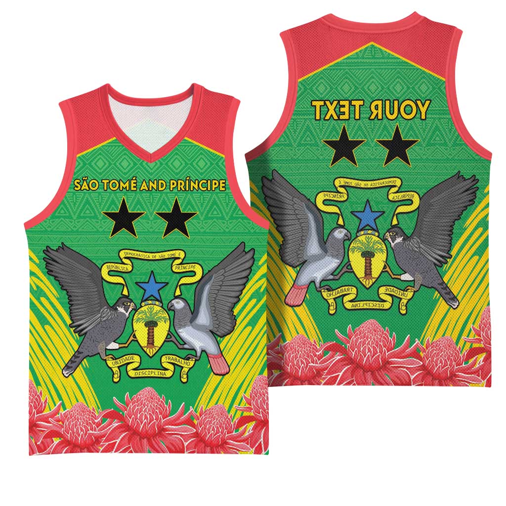 Personalized Afro Sao Tome and Principe Basketball Jersey Coat Of Arms - African Pattern - African Pride