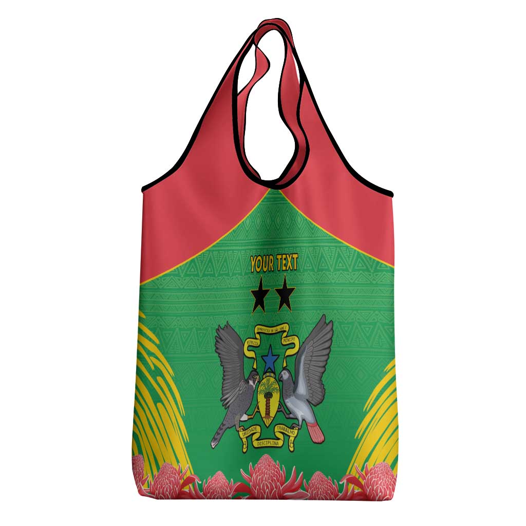 Personalized Afro Sao Tome and Principe Grocery Bag Coat Of Arms - African Pattern