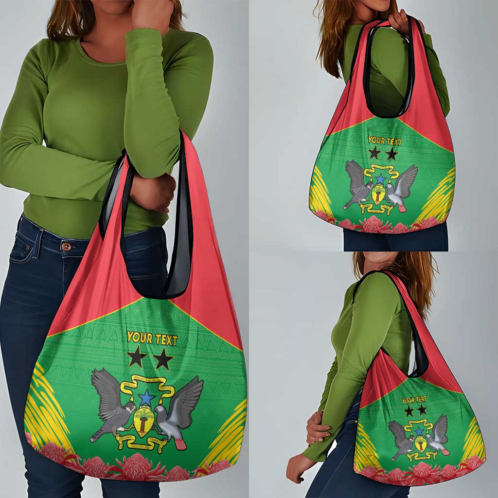 Personalized Afro Sao Tome and Principe Grocery Bag Coat Of Arms - African Pattern