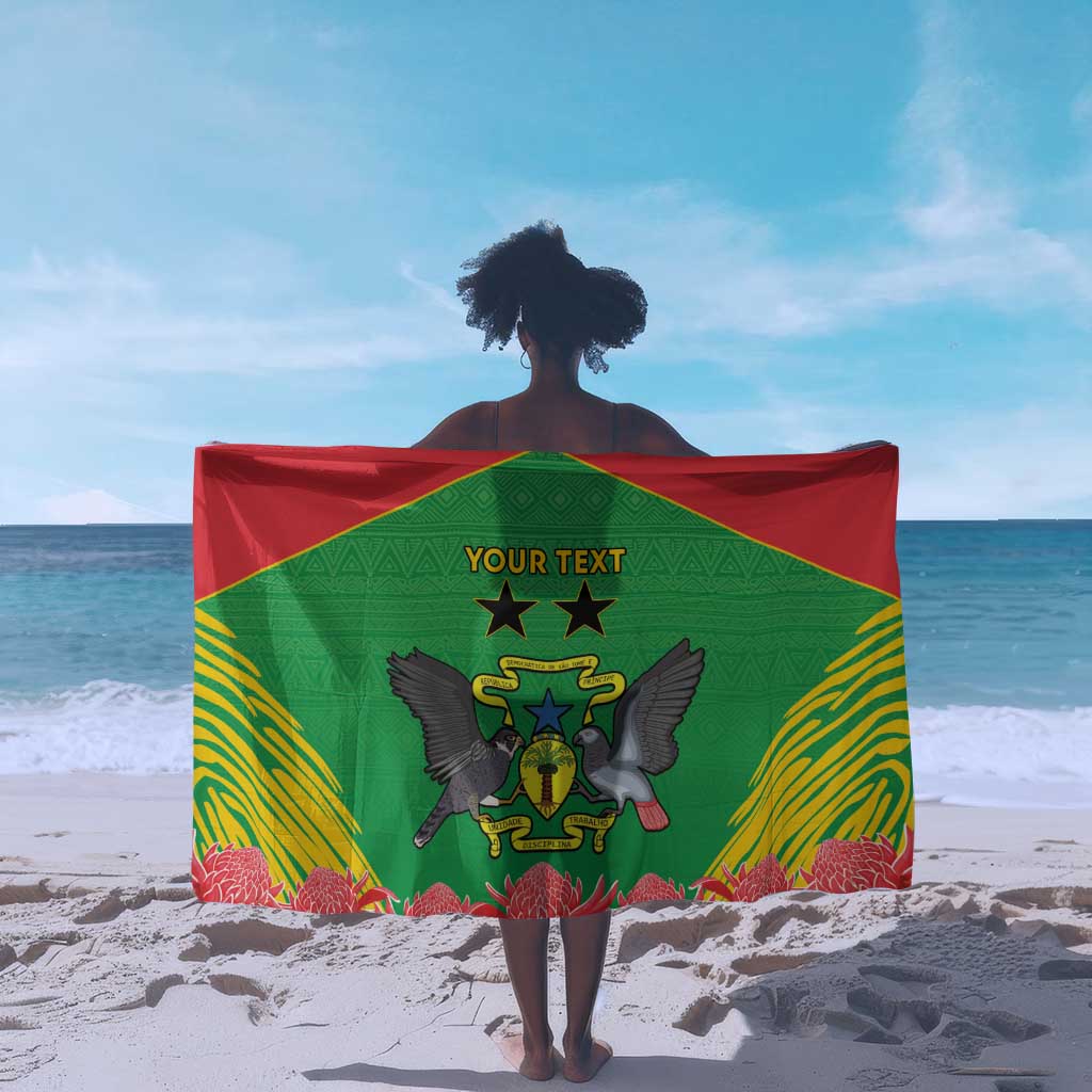 Personalized Afro Sao Tome and Principe Sarong Coat Of Arms - African Pattern