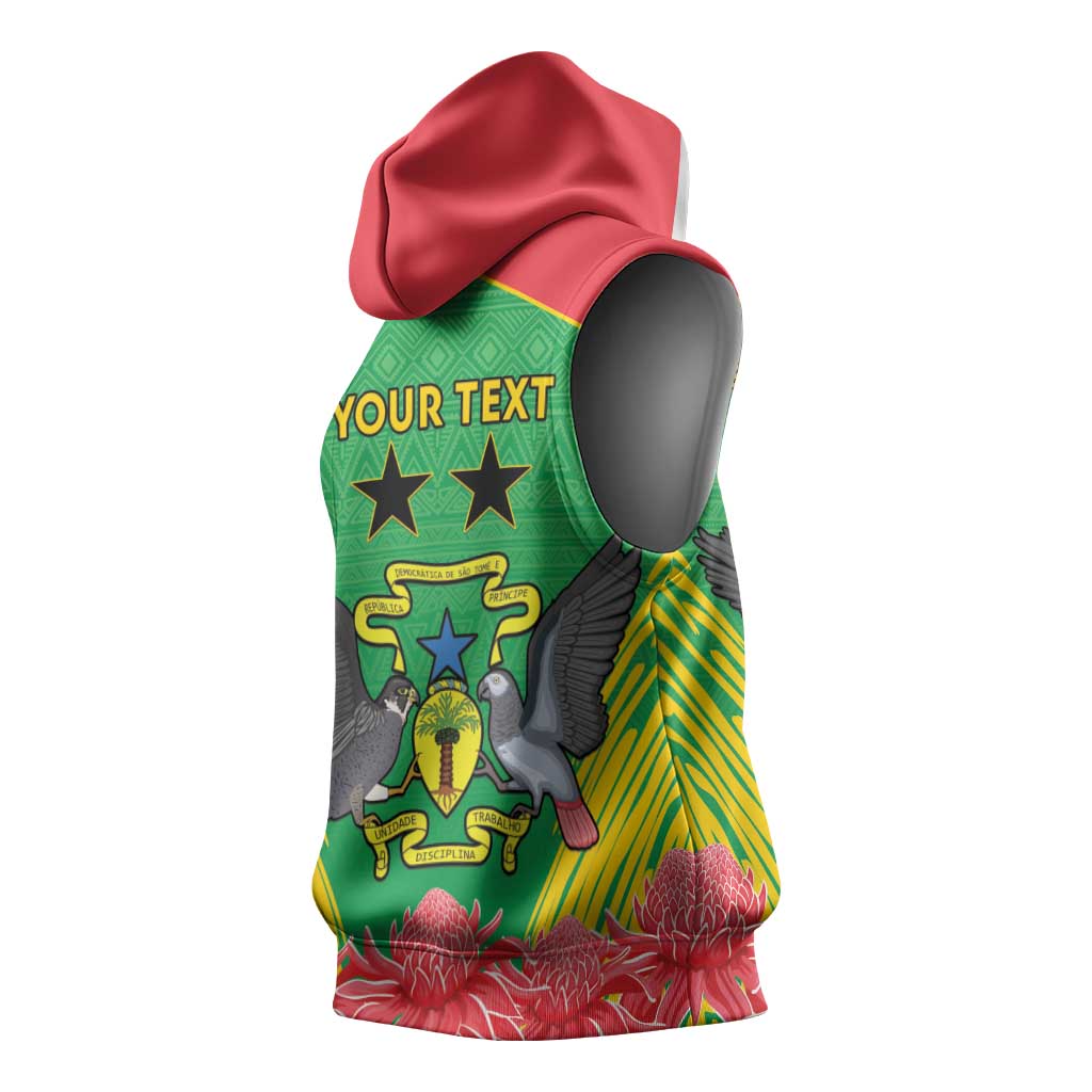 Personalized Afro Sao Tome and Principe Sleeveless Hoodie Coat Of Arms - African Pattern - African Pride
