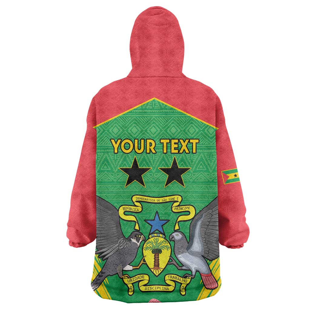 Personalized Afro Sao Tome and Principe Wearable Blanket Hoodie Coat Of Arms - African Pattern