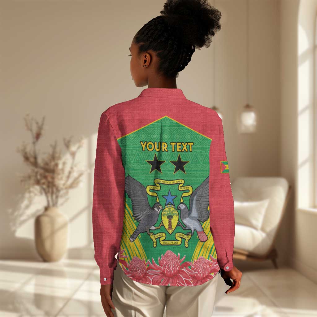 Personalized Afro Sao Tome and Principe Women Casual Shirt Coat Of Arms - African Pattern LT15