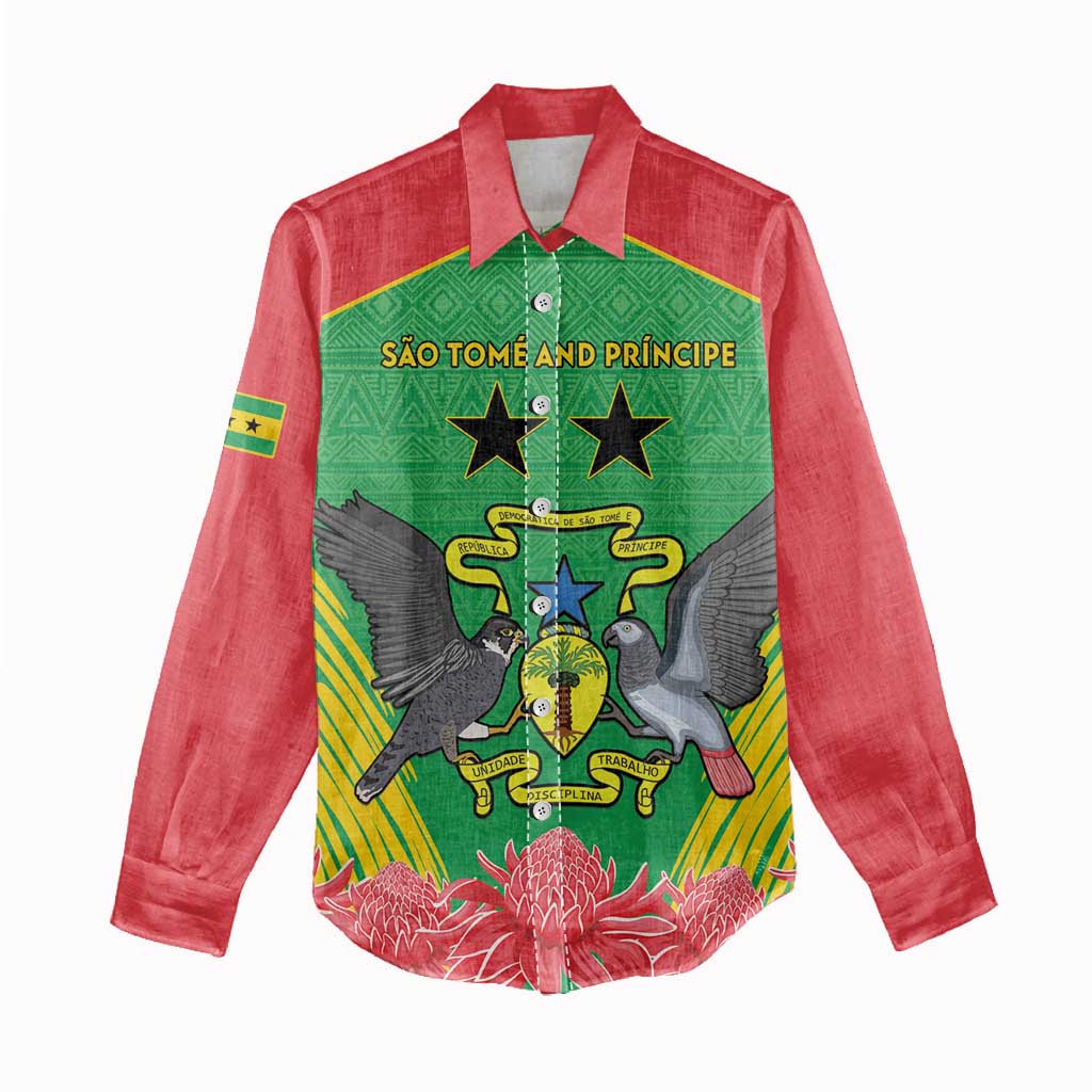Personalized Afro Sao Tome and Principe Women Casual Shirt Coat Of Arms - African Pattern LT15