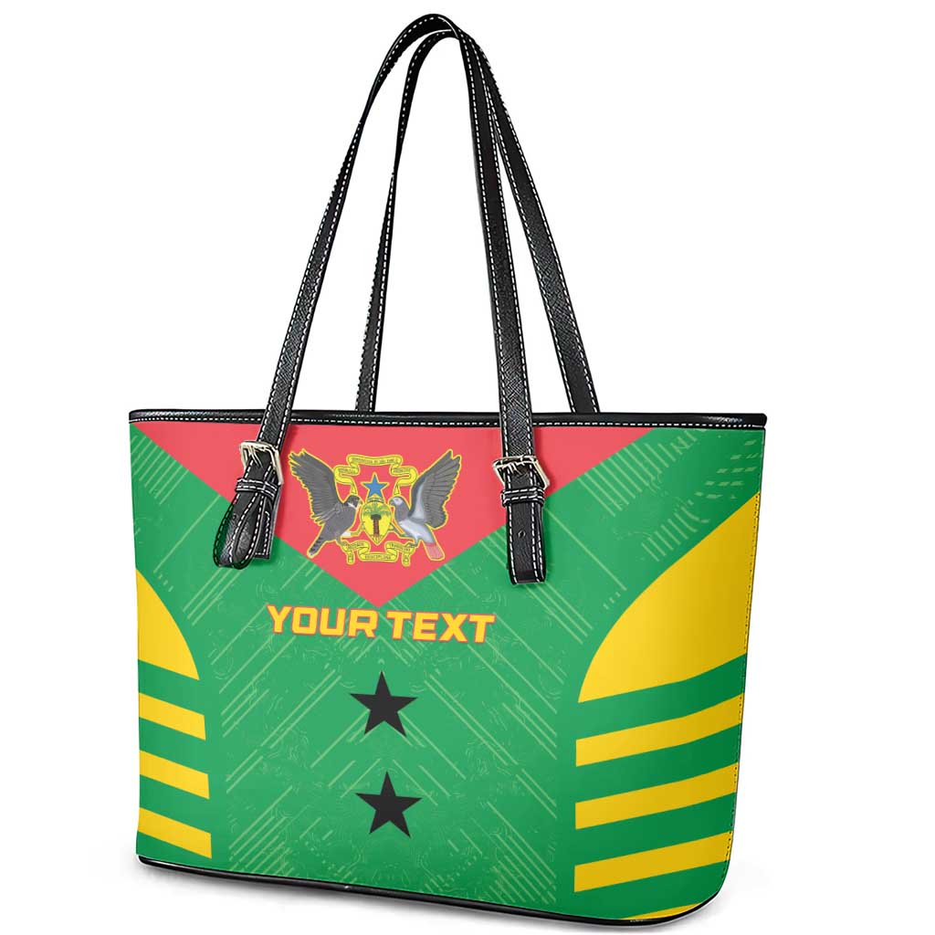 Sao Tome and Principe Football Custom Leather Tote Bag Sporty Style - Green Color
