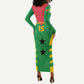 Sao Tome and Principe Football Custom Long Sleeve Bodycon Dress Sporty Style - Green Color