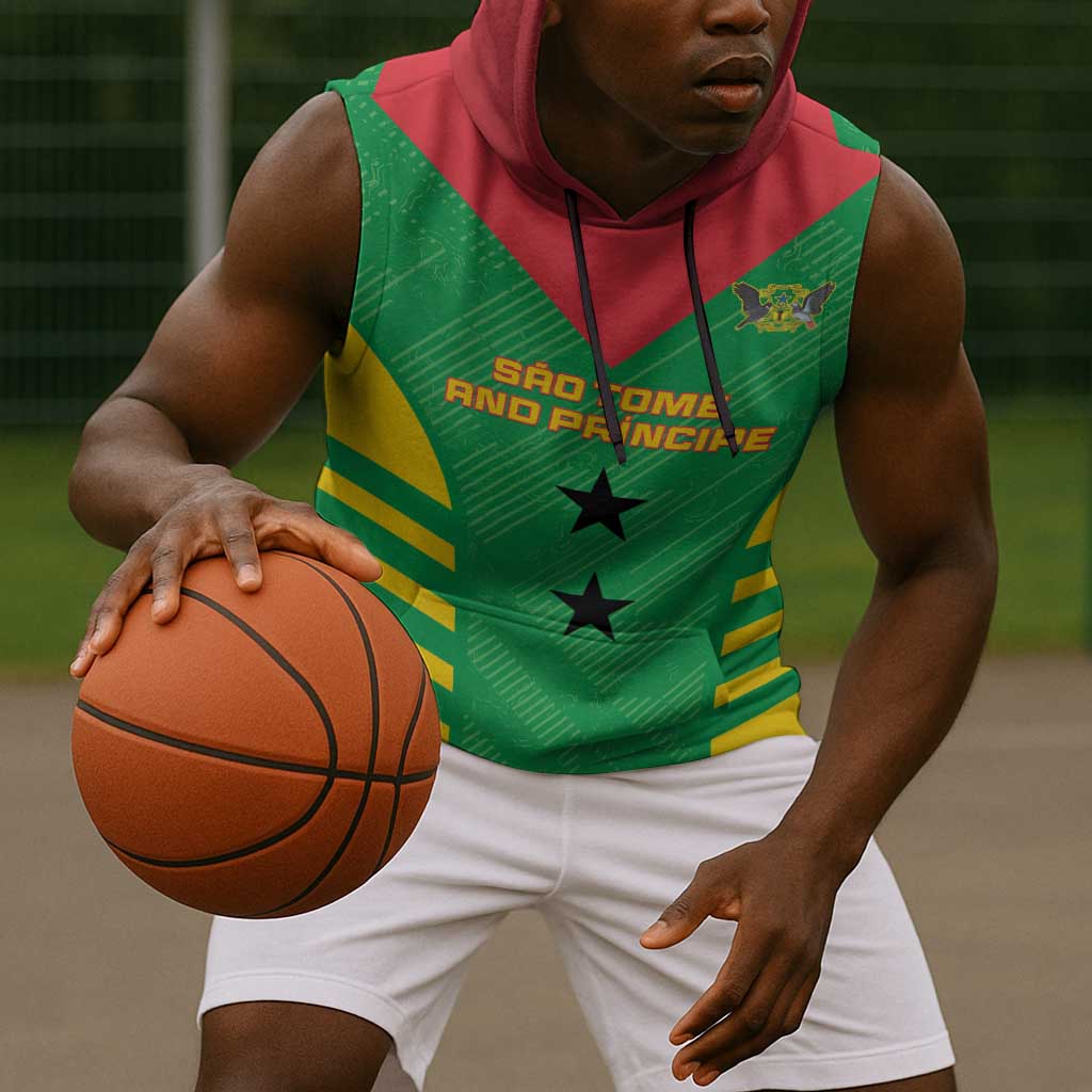 Sao Tome and Principe Football Custom Sleeveless Hoodie Sporty Style - Green Color - African Pride