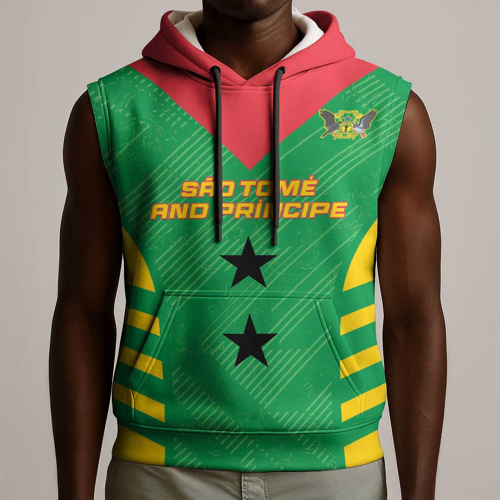 Sao Tome and Principe Football Custom Sleeveless Hoodie Sporty Style - Green Color - African Pride
