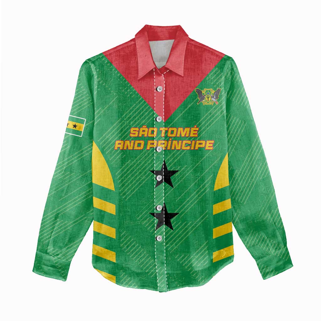 Sao Tome and Principe Football Custom Women Casual Shirt Sporty Style - Green Color LT15