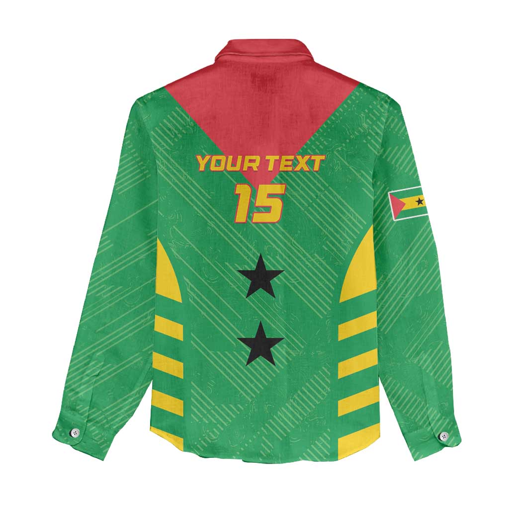Sao Tome and Principe Football Custom Women Casual Shirt Sporty Style - Green Color LT15