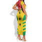 Sao Tome and Principe Football Custom Short Sleeve Bodycon Dress Sporty Style - Yellow Color LT15