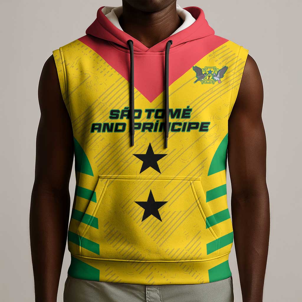 Sao Tome and Principe Football Custom Sleeveless Hoodie Sporty Style - Yellow Color - African Pride
