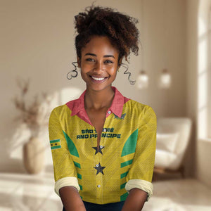 Sao Tome and Principe Football Custom Women Casual Shirt Sporty Style - Yellow Color LT15