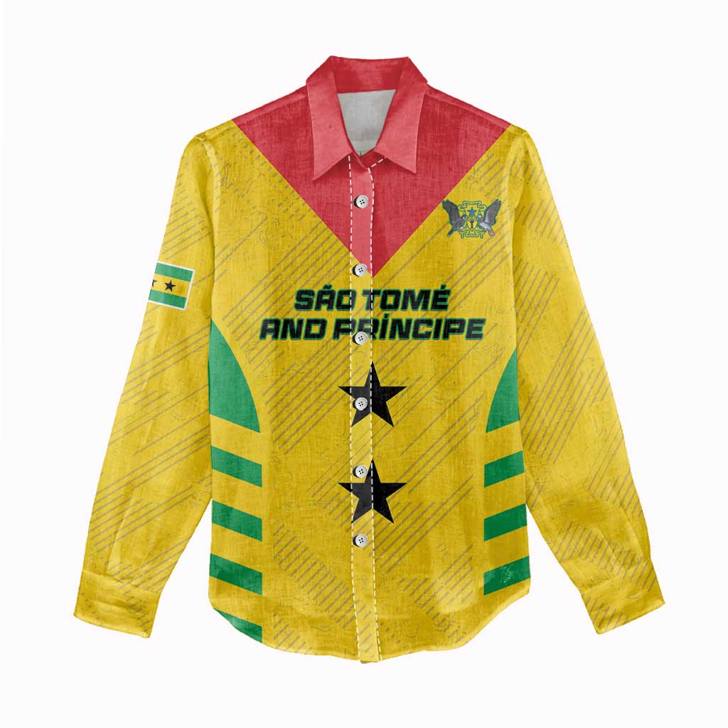 Sao Tome and Principe Football Custom Women Casual Shirt Sporty Style - Yellow Color LT15