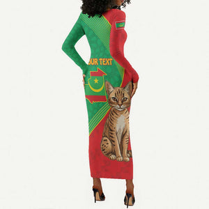 Personalized Mauritania Long Sleeve Bodycon Dress Felis Lybica - Islamic Mix African Pattern LT15