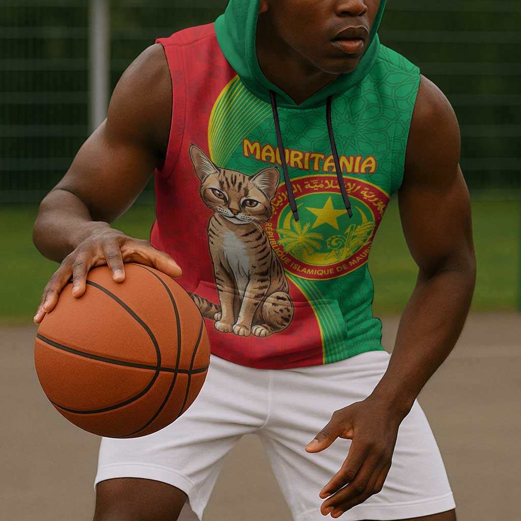Personalized Mauritania Sleeveless Hoodie Felis Lybica - Islamic Mix African Pattern - African Pride