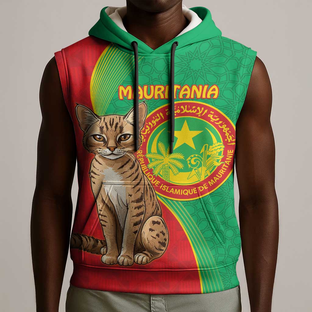 Personalized Mauritania Sleeveless Hoodie Felis Lybica - Islamic Mix African Pattern - African Pride