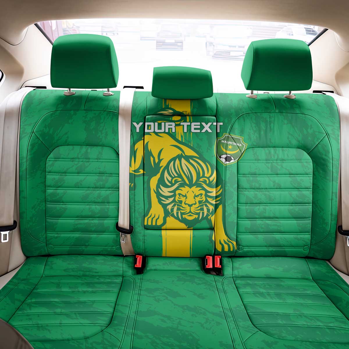 Custom Mauritania Football Back Car Seat Cover Go Lions of Chinguetti