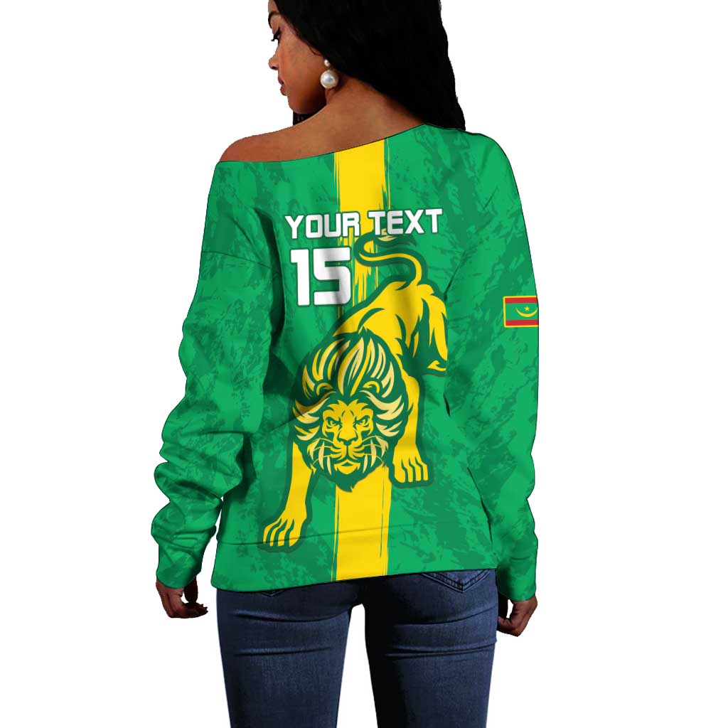 Custom Mauritania Football Off Shoulder Sweater Go Lions of Chinguetti