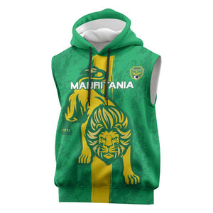 Custom Mauritania Football Sleeveless Hoodie Go Lions of Chinguetti - African Pride