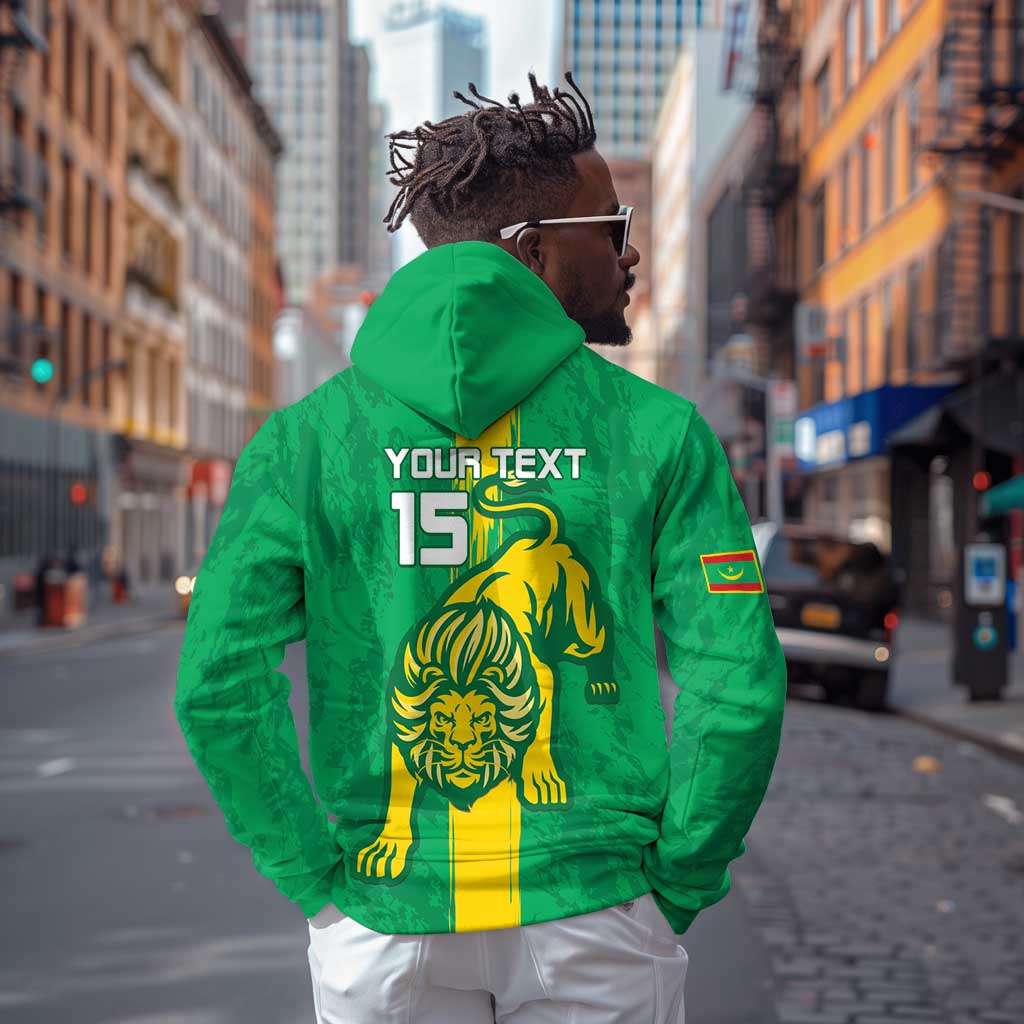 Custom Mauritania Football Zip Hoodie Go Lions of Chinguetti