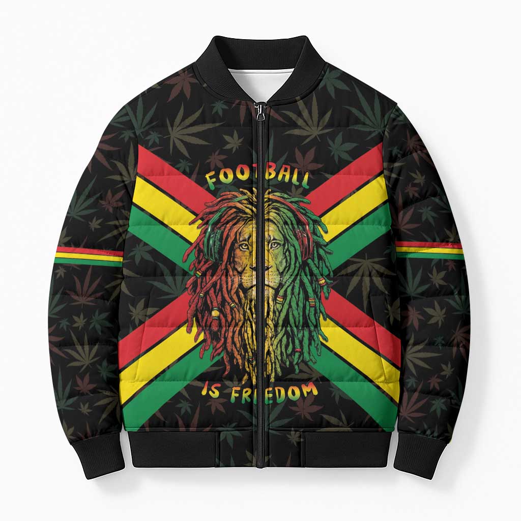 Legend Reggae Marley Football Bomber Puffer Jacket Rasta Lion