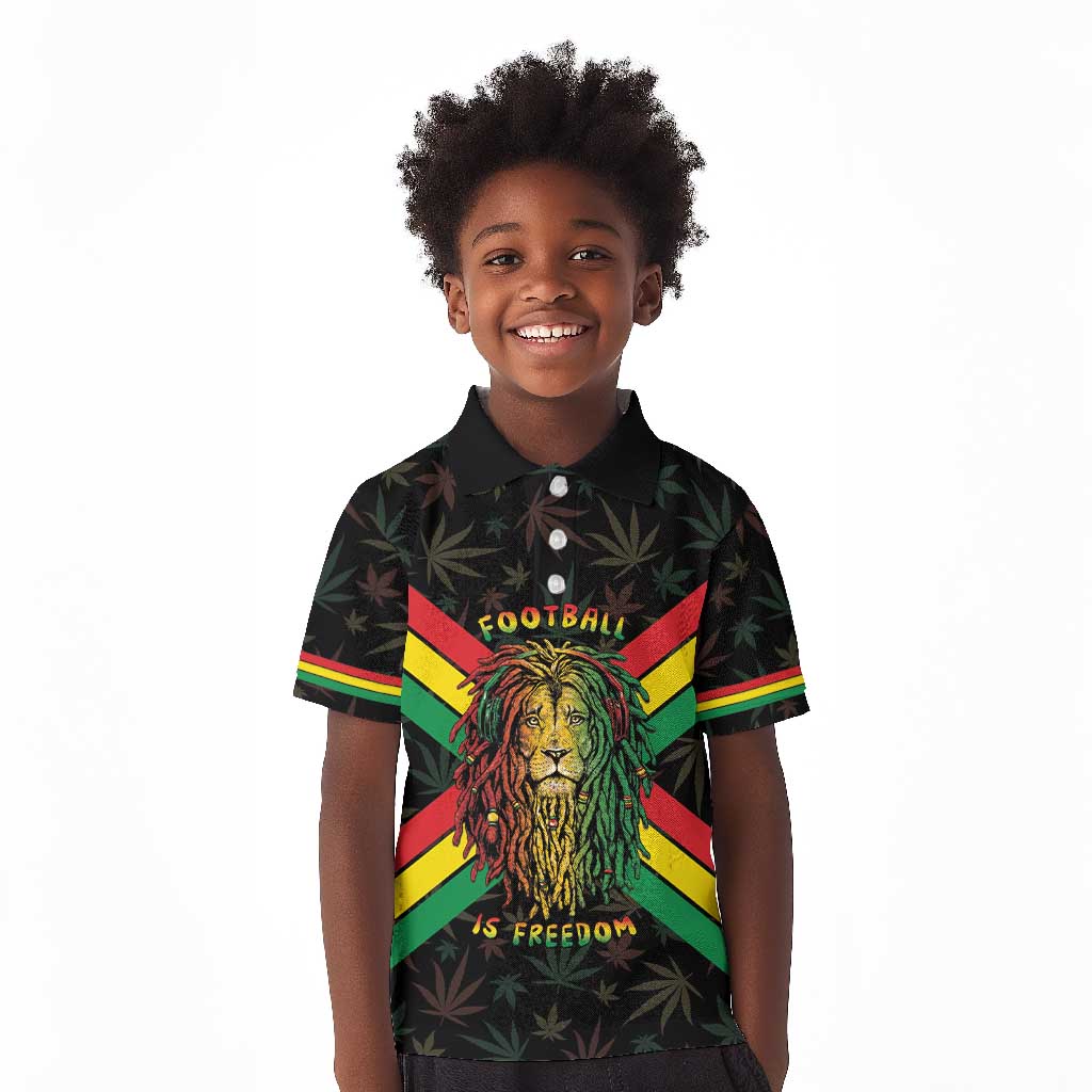 Legend Reggae Marley Football Kid Polo Shirt Rasta Lion